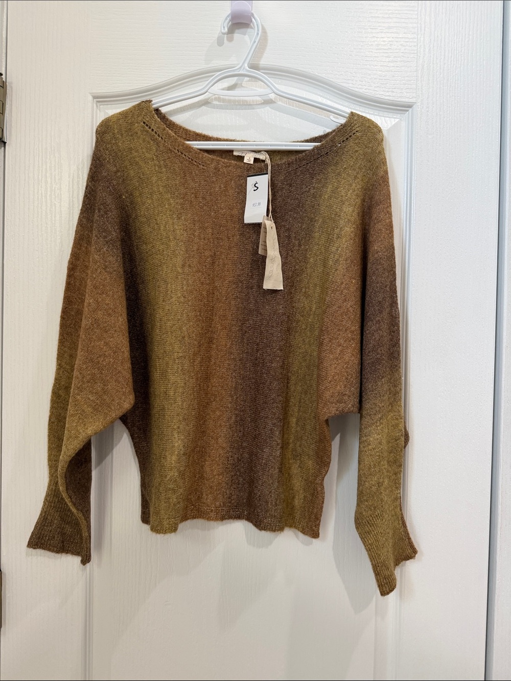 Mystree Olive-Brown gold Crewneck Sweater size S NWT